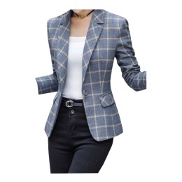 Design Gray Plaid Blazer Order Women's Short Korean Style Casual Suit Top 86.6% Polyester 13.4% Viscose Lining 100% Polyester SKLS127 Design Gray Plaid Blazer Order Women's Short Korean Style Casual Suit Top 86.6% Polyester 13.4% Viscose Lining 100% Polyester SKLS127